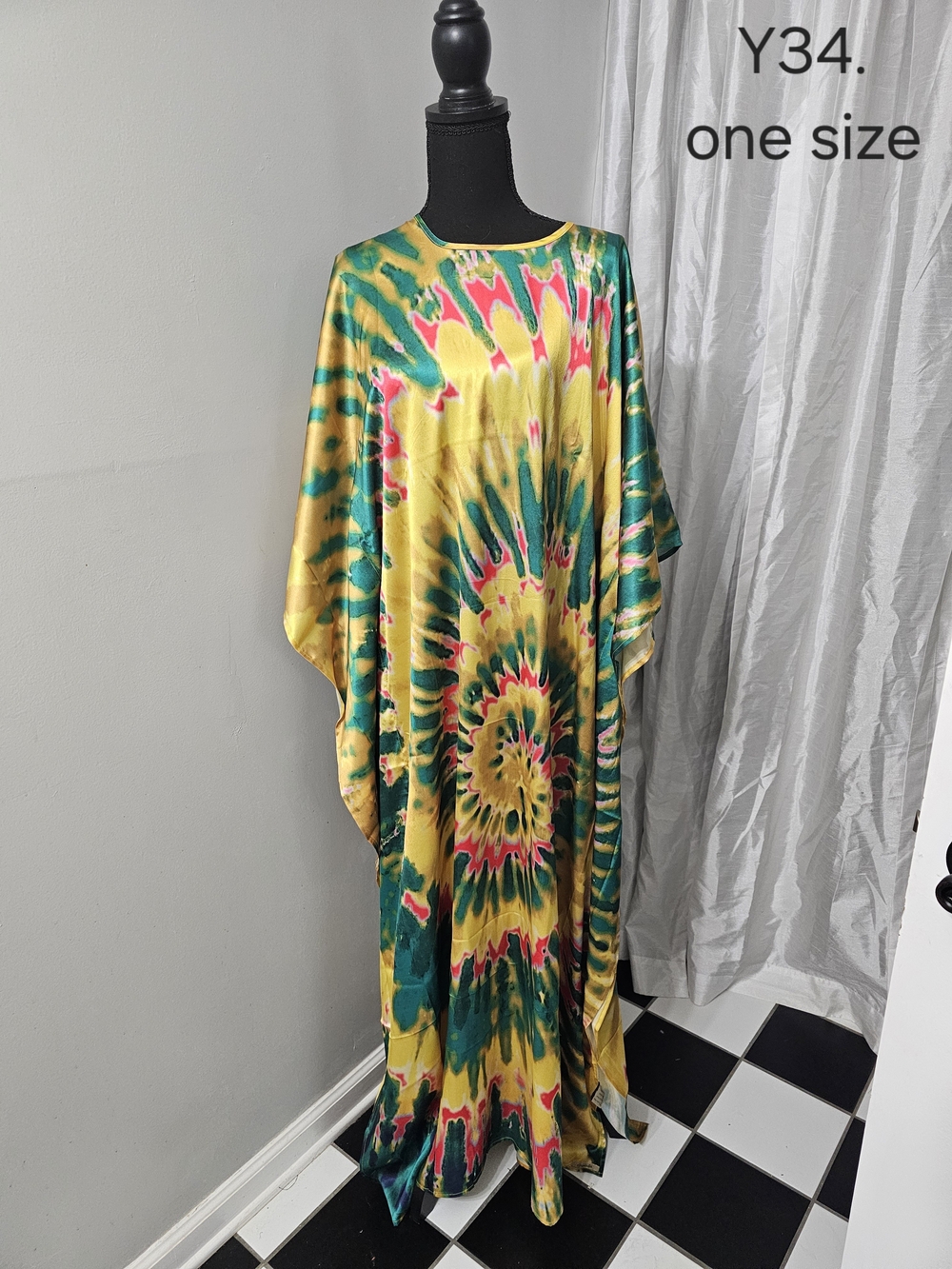 Vibrant Yellow Tie-Dye Satin Home Accent Draped Throw